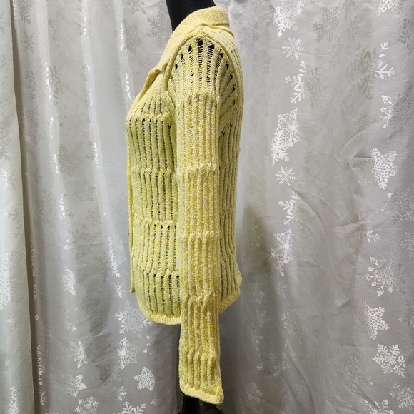 RIVER ISLAND Pastel Yellow Button-up 3D Knit Sweater Cardigan (M) - Picture 5 of 13